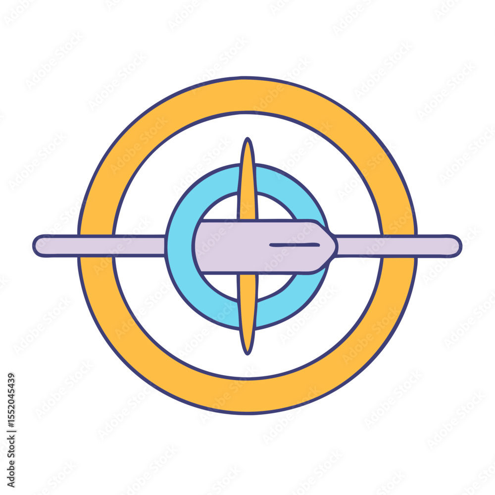 Poster a minimalist abstract design featuring concentric circles and a central arrow