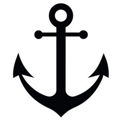 Black Anchor Illustration on White Background Nautical Symbol, Sea Icon, Navigation Theme