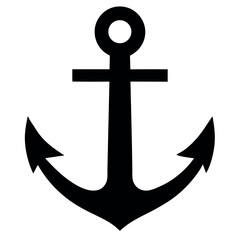 Black and White Silhouette Depicting a Classic Nautical Anchor Symbol with a Flawless Design