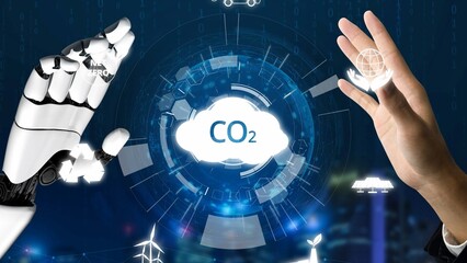 Net zero goals and CO2 reduction strategy driving sustainability, green energy integration, net...