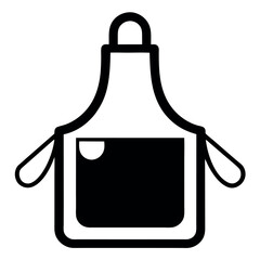 Black and White Illustration of an Apron with Pockets, Hanging Loop and Side Ties