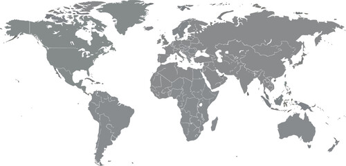 High-Resolution World Map Detailed Political Borders and Continents