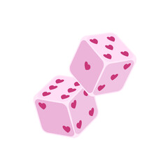 Heart-shaped dice, play, game, love illustration