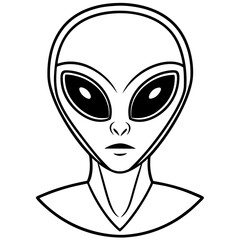 Monochrome Alien Portrait with Large Eyes and Elongated Head Shape