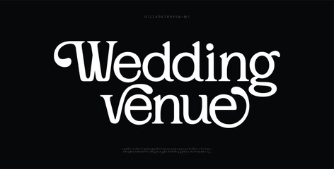 Wedding venue, Minimal luxury font alphabet logo. Typography beauty fashion elegant minimalist serif italic fonts decorative wedding vintage retro logos. vector illustration
