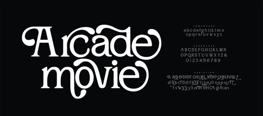 Arcade movie, Minimal modern logo alphabet font. Typography abstract minimalist sans serif technology, electronic, digital, music, movie, creative logos fonts. vector illustration
