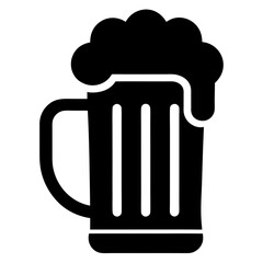 Black and White Icon of a Beer Mug with Foamy Head