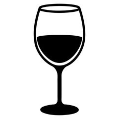 Elegant Wine Glass Silhouette Filled with Dark Liquid on White Background