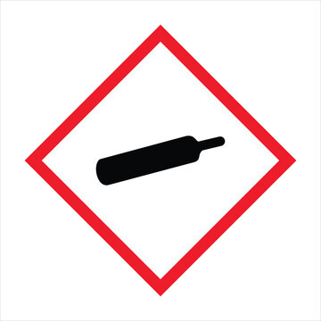 GHS04 Compressed gas warning sign symbol icon. Gas under pressure. Globally Harmonized System of Classification and Labelling of Chemicals. Liquefied, Refrigerated liquefied gases, Dissolved gases