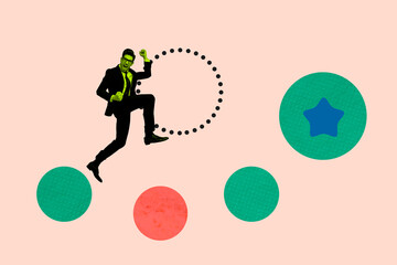 Poster trendy composite art photo collage of happy businessman receive career promotion best star...
