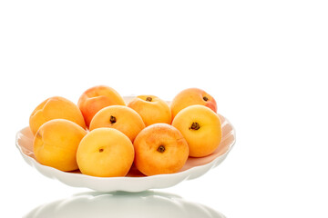 Sweet organic apricots isolated on white background, close-up.