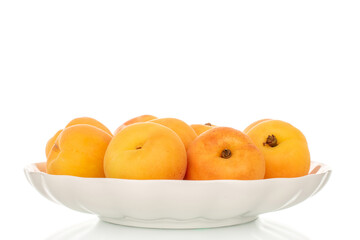 Sweet organic apricots isolated on white background, close-up.