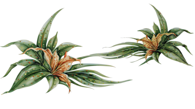 Vibrant Green Leaves with Beautiful Orange Flowers in a Delicate Botanical Illustration for Nature and Garden Inspired Designs
