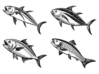 gin matsuba fish sihouette black vector bundle