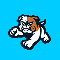 bulldog sports logo mascot vector illustration. angry cute dog cartoon design. Stylized full body dog graphic clip art
