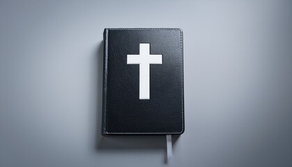 Obraz premium bible icon black closed bible icon with white cross on the cover