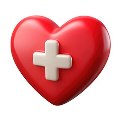 Obraz premium 3d red heart with white cross medical icon render