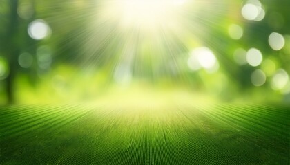 serene green abstract with celestial light rays bokeh background