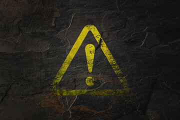 Old grungy warning sign showing danger with room for you text with rust and peeling paint.