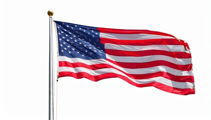 Fototapeta premium usa flag in pole isolated on transparent white background png