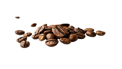 Naklejka premium Close-up of Coffee Beans. The image showcases a close-up view of a collection of roasted coffee beans. The beans vary in shape and size, but all have a rich, dark brown color. 