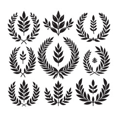 Fototapeta premium set laurel sign wreaths wings and banners for logo design set vector