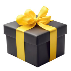 gift box with yellow ribbon isolated on transparent background