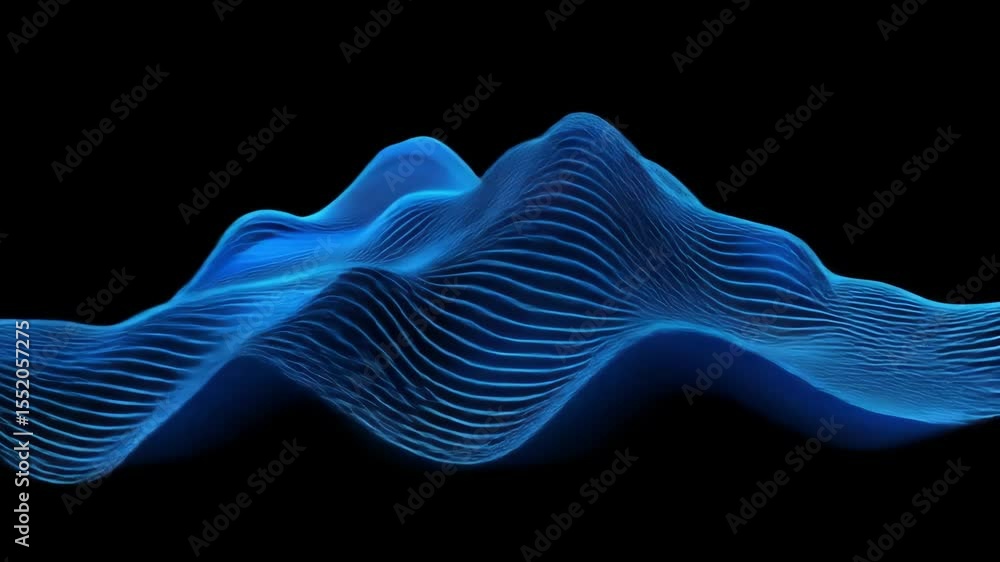 Poster abstract blue digital terrain with glowing wave lines. technology background for data visualization 