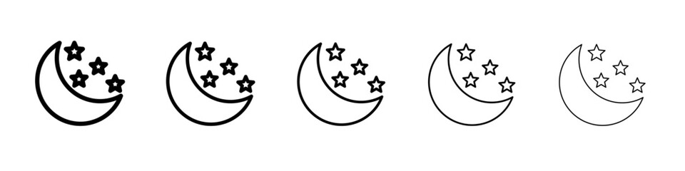 Fototapeta premium moon and star icon simple vector outline logo