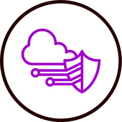 Cybersecurity Shield Vector Line Purple Circle Black
