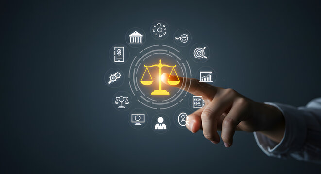 Legal Tech and Compliance Concept with Scales of Justice