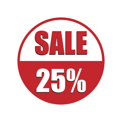 SALE 25% vector, round shape 25% discount sales tag vector, 25% discount online banner sales tag