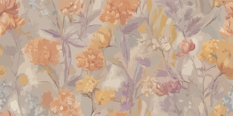Ethereal Floral Seamless Pattern Soft Botanical Vector Art for Textiles and Serene Decor