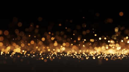 black background with golden bokeh lights in cinematic horizontal layout