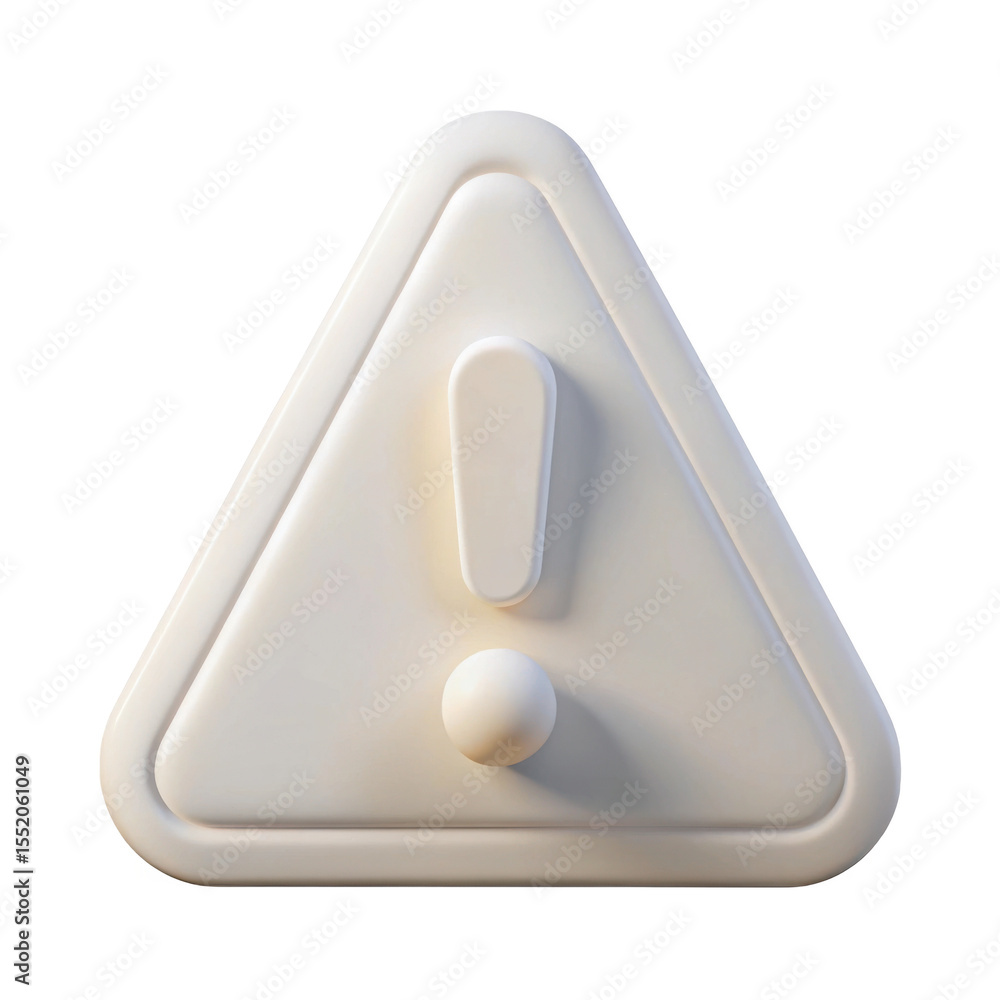 Poster 3d exclamation mark warning icon isolated on transparent background