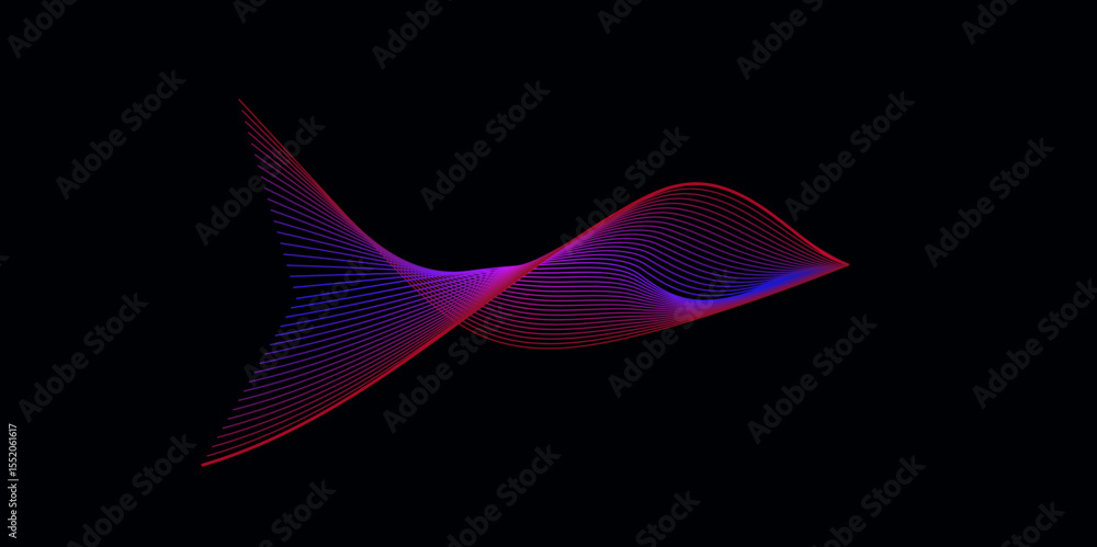 Poster dark abstract background with a glowing red abstract waves, abstract background.