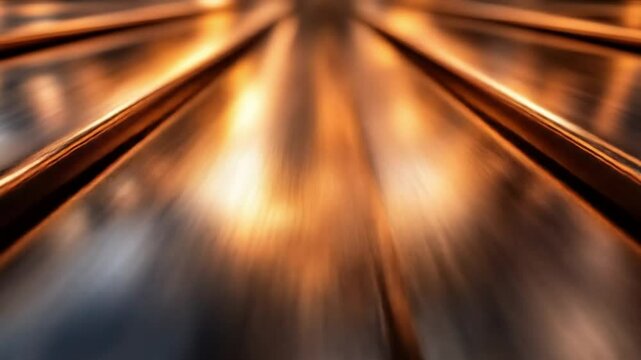 Abstract metal lines converge towards a vanishing point, creating a sense of speed