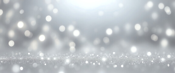 Abstract Silver Glittery Background with Defocused Bokeh Light Effects