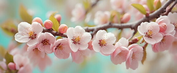 Beautiful Pink Blossoms on a Tree Branch