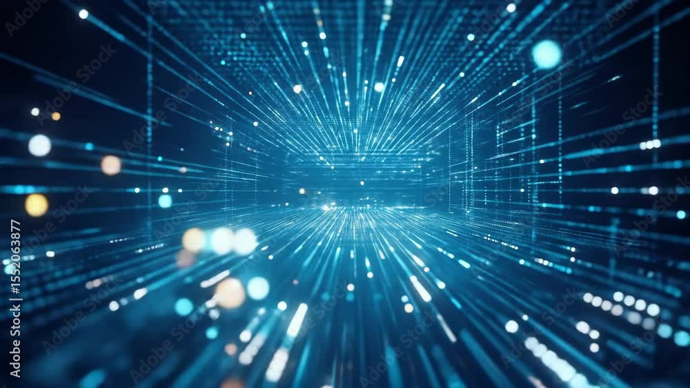 Poster digital data stream visualization. futuristic technology and cyber concept