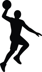 Silhouette basketball player preparing to shoot ball Vector Illustration