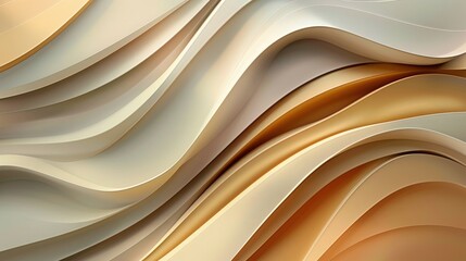Abstract Wavy Layers in Gold, Beige, and Cream