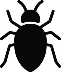 Silhouette Bug insect beetle simple black graphic icon Vector Illustration