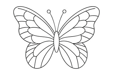 Butterfly Coloring page, Set of black Butterfly outline vector 