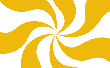 Abstract high-energy radial burst design with bright yellow and white wavy stripes. Symmetrical curved segments, a hypnotic, sunburst optical illusion. Swirling motion dynamic vintage pop-art.
