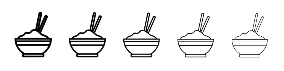 rice bowl icon simple vector outline logo