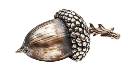 Silver Acorn Symbol of New Beginnings on the Transparent Background