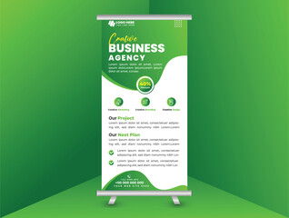 Creative business agency roll-up banner design or banner template advertisement, rull-up, ellipse-shape  vector business template 