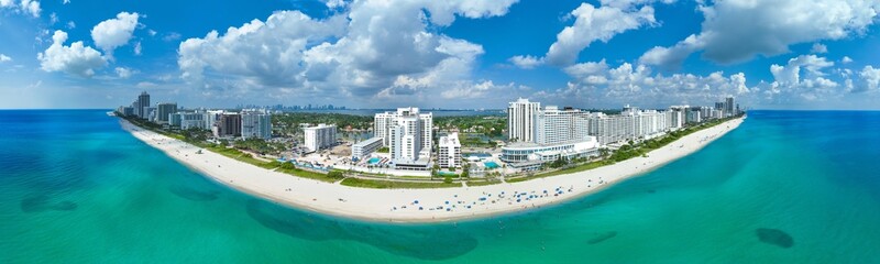 Panorama aerial photo of Miami Beach, Florida