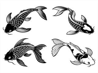 sanke fish sihouette black vector bundle